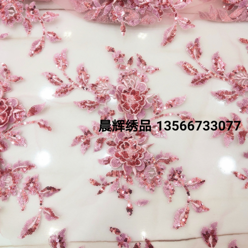 Sequins Three-Dimensional Embroidery Lace Embroidery Piece DIY Applique Formal Dress Patch Accessories Sequin Cloth Sticker Factory Direct Sales