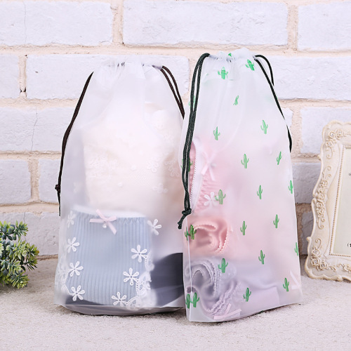 frosted drawstring drawstring bag cartoon drawstring bag drawstring travel shoe bag face towel storage plastic bag customization 3