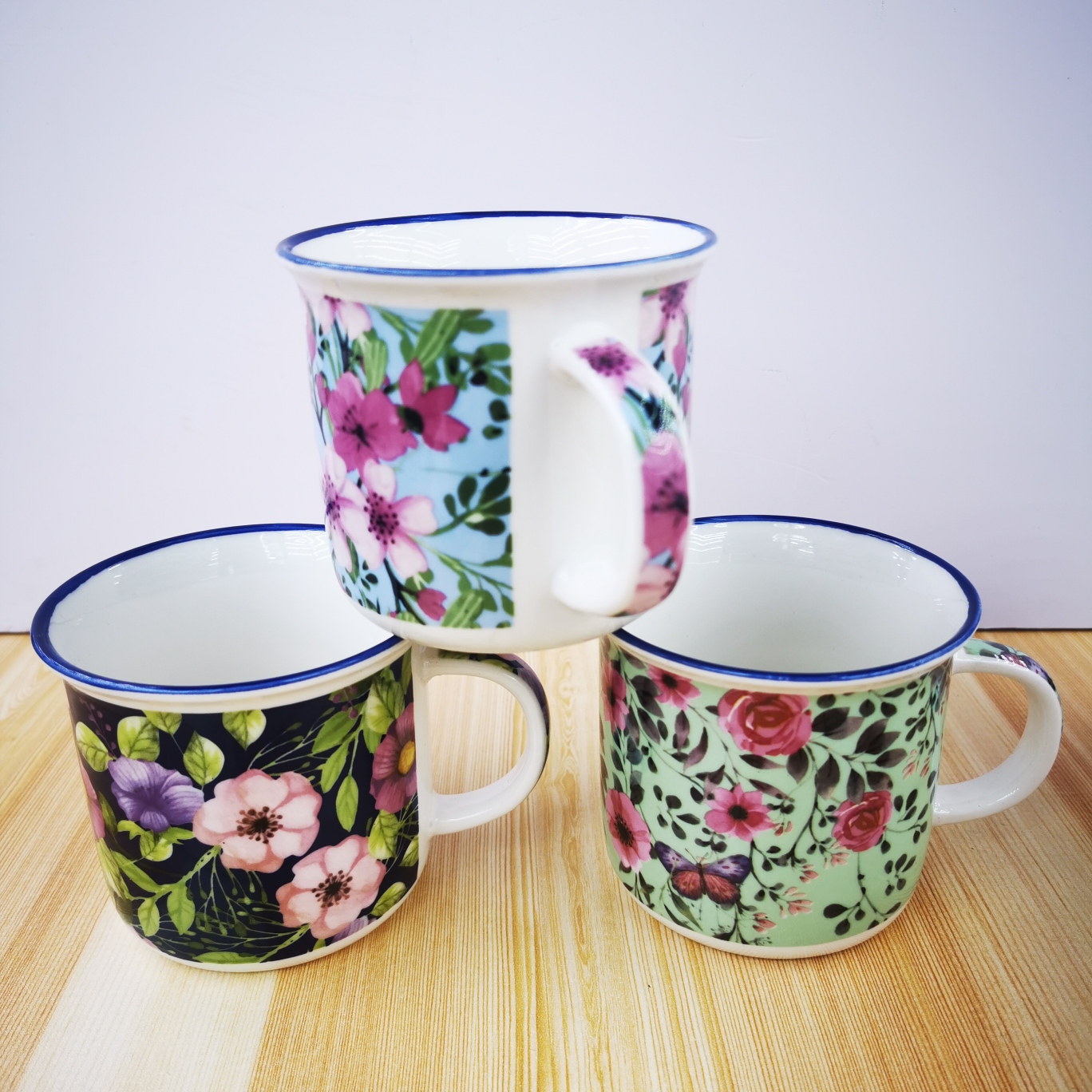 陶瓷杯 新骨瓷搪瓷杯 花卉系列