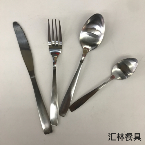 [huilin] 410 stainless steel material western tableware square toe sand blasting series m knife fork and spoon tea fork and spoon