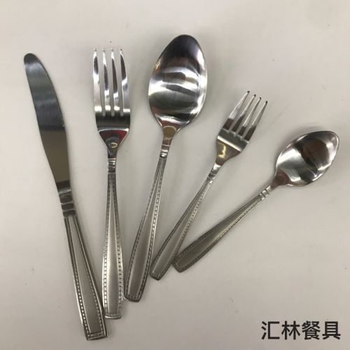 [huilin] 410 stainless steel material western tableware square toe sand blasting series j table knife fork and spoon tea fork and spoon