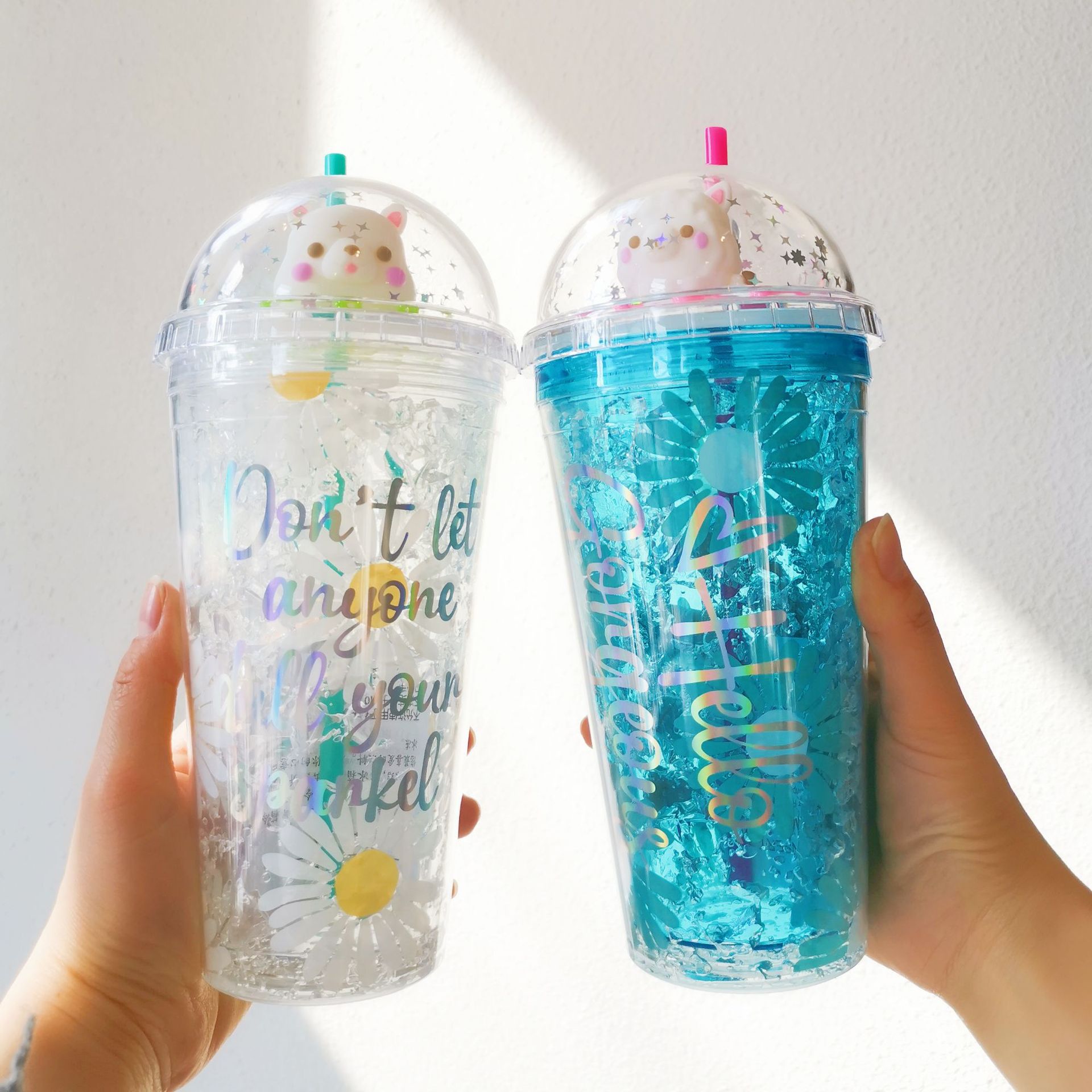 新款可爱羊驼冰杯时尚彩色吸管水杯大容量果汁饮料杯子学生礼品杯