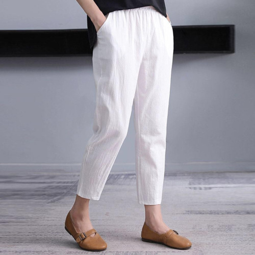 Amazon Hot plus Size Women‘s Loose 2020 Summer Cotton Linen Women‘s Fashion Casual Harem Pants