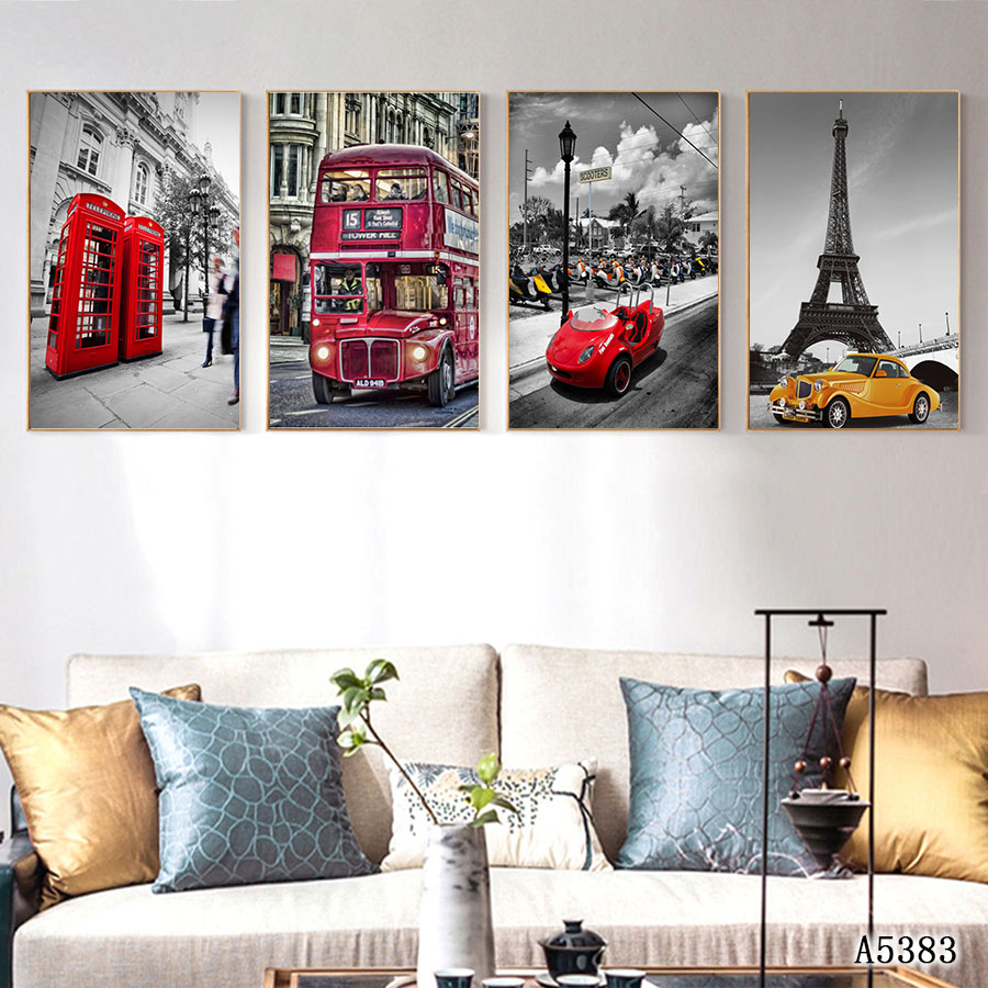 车建筑风景海景油画壁画装饰画相框布画简欧挂画伦敦铁塔桥