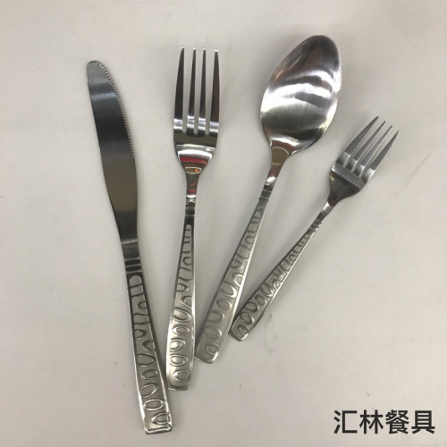 [huilin] 410 stainless steel material western tableware square toe sand blasting series f table knife fork and spoon tea fork and spoon