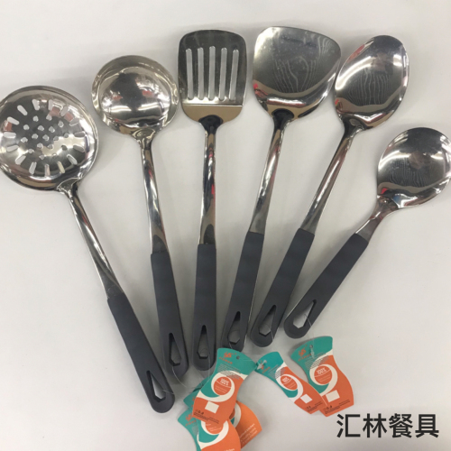 201 stainless steel kitchenware wholesale corrugated soup colander spatula long tongue spoon short rice spoon customizable logo