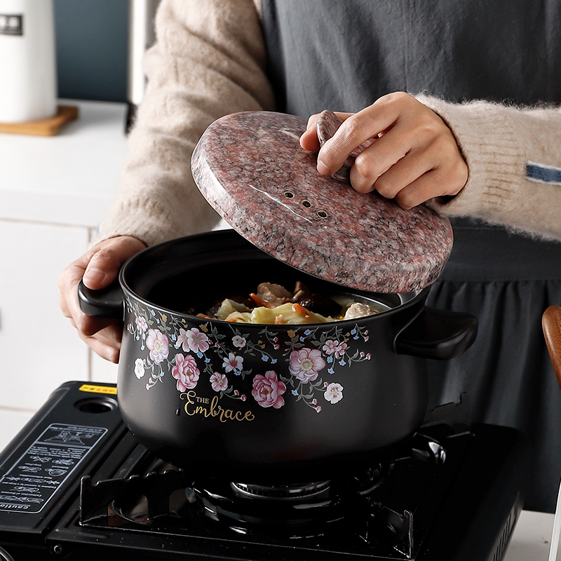 砂锅炖锅家用陶瓷沙锅汤锅煲汤明火耐高温燃气锅具大小号容量石锅