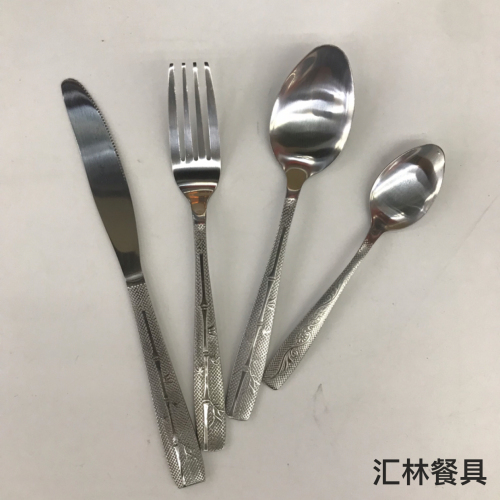 [huilin] 410 stainless steel material western tableware square toe sand blasting series g dining knife fork and spoon tea fork and spoon