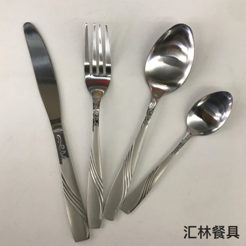 [huilin] 410 stainless steel material western tableware square toe sand blasting series n knife fork and spoon tea fork and spoon