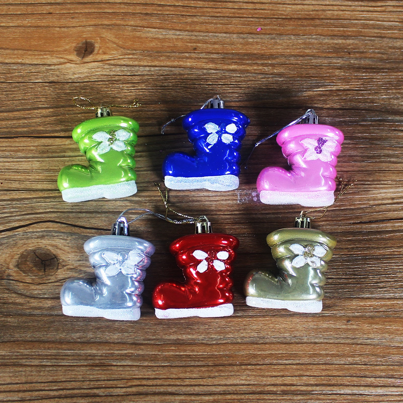 圣诞节装饰用品 圣诞树挂件手金粉绘圣诞鞋形状 橱窗展示酒店装扮