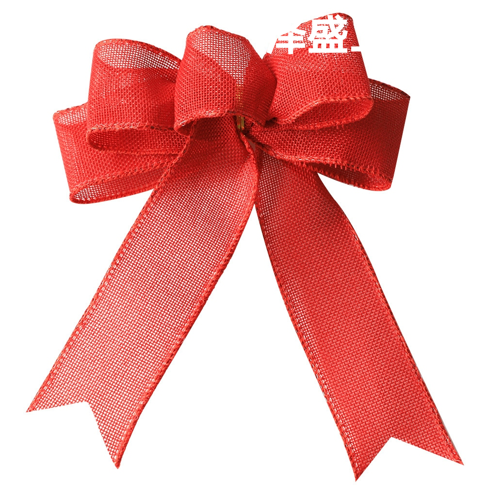 圣诞节装饰品 圣诞织带彩色五耳蝴蝶结装饰 棉麻网织带