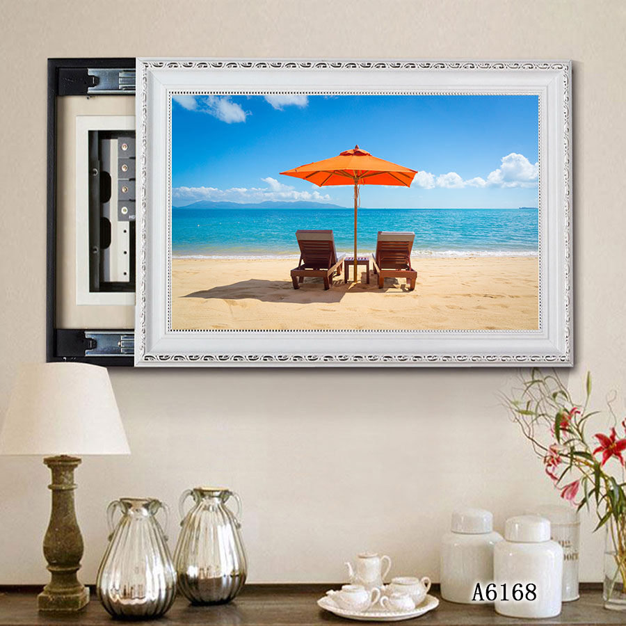 沙滩海景系列油画壁画装饰画相框布画简欧挂画