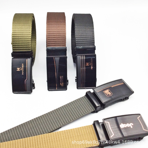 belt men‘s toothless automatic buckle nylon canvas belt outdoor leisure breathable belt stall exhibition supply