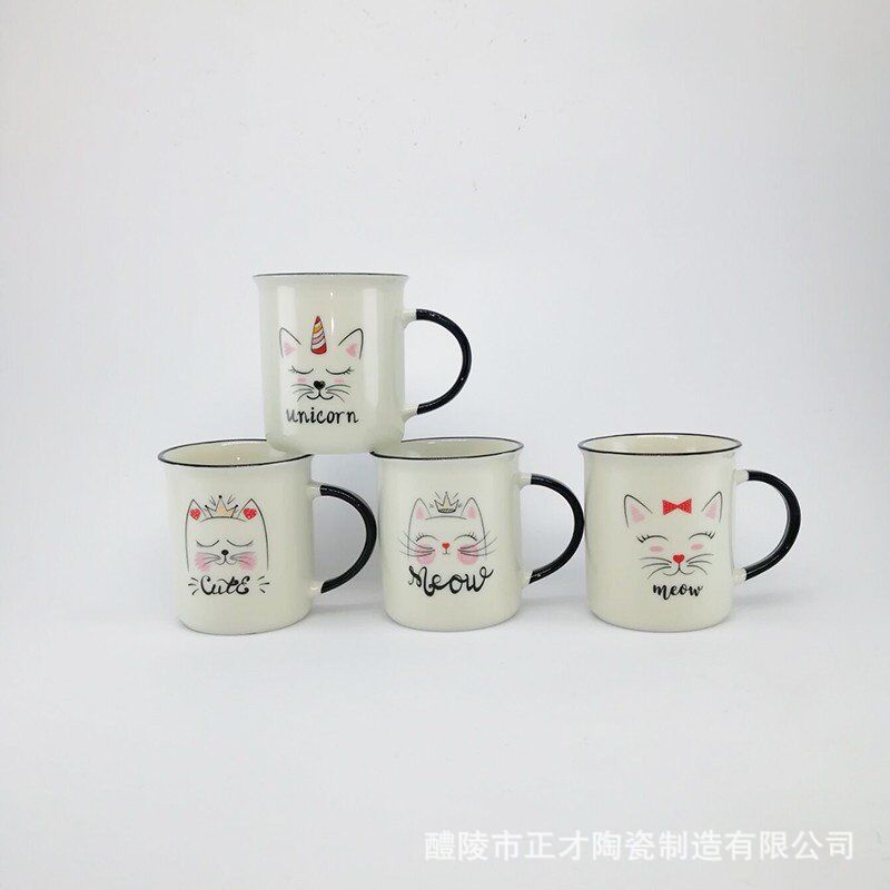 现货批发 仿搪瓷陶瓷杯 字母杯 牛油果杯 可定制卡通杯 水杯