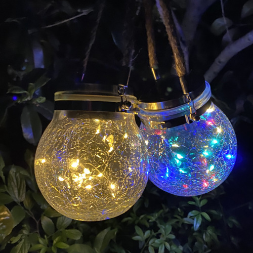 Outdoor Solar Hanging Lamp Crack Bottle Table Lamp Garden Hanging Lamp Hemp Rope Hanging Lamp Garden Lamp （Upgraded）