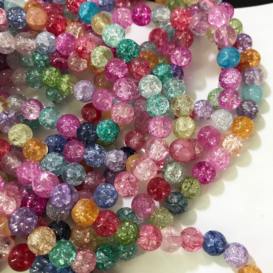 批发仿水晶石 10MM爆花珠裂纹珠碎花珠烤漆玻璃珠子 DIY手链散珠