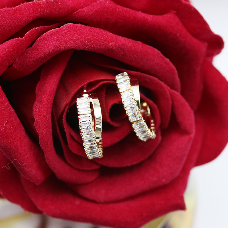 韩国东大门耳环925银针一件代发耳饰新款创意款C型锆石圆圈耳钉女