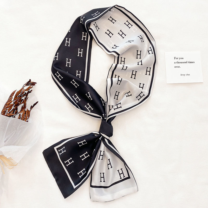 Satin double-layer neckerchief 14*145, ribbon silk scarf, scarf and bag towel, suitable for all seasons and versatile pic 4