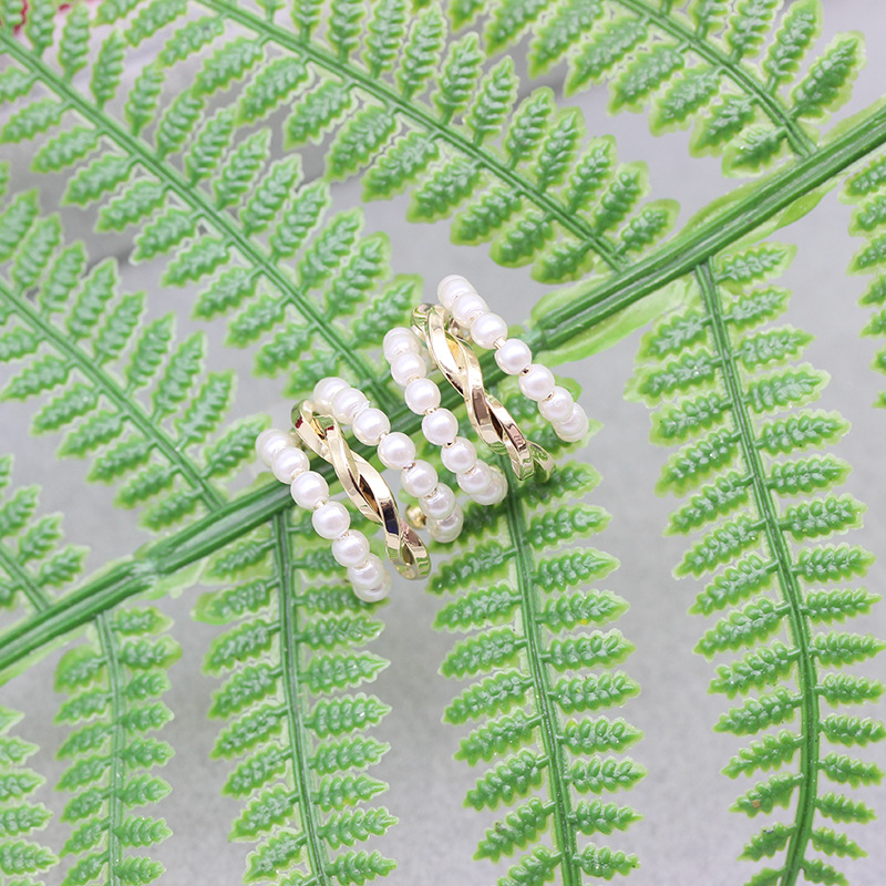 韩版东大门s925银针耳环c形电镀真金一件代发耳饰 金属珍珠耳钉女