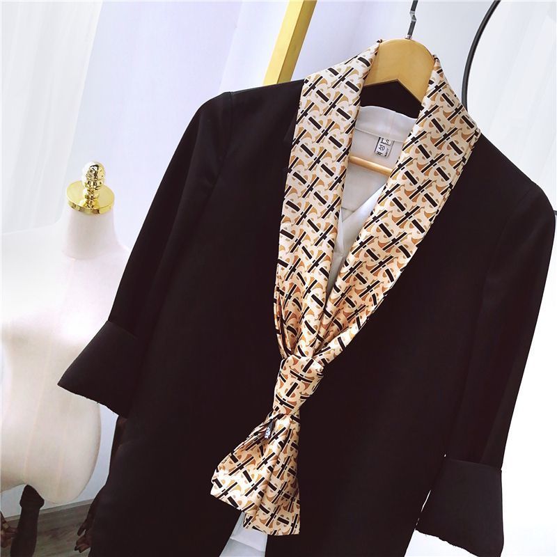 Satin double-layer neckerchief 14*145, ribbon silk scarf, scarf and bag towel, suitable for all seasons and versatile pic 9