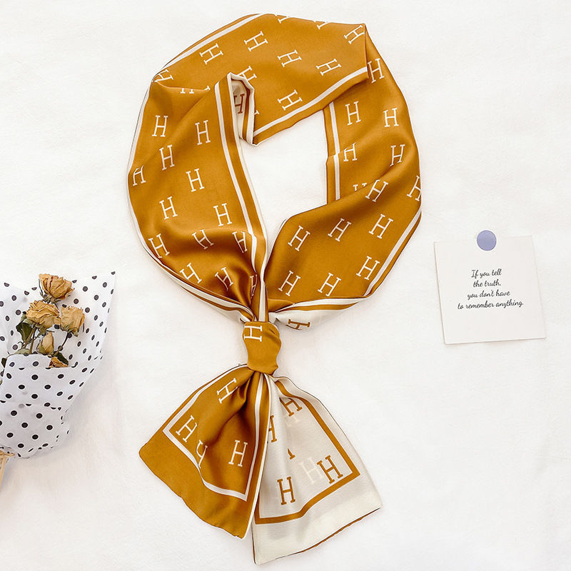 Satin double-layer neckerchief 14*145, ribbon silk scarf, scarf and bag towel, suitable for all seasons and versatile pic 5