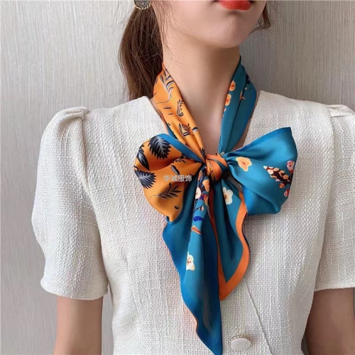 internet celebrity same double-layer pointed-angle large ribbon silk scarf
