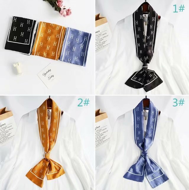 Satin double-layer neckerchief 14*145, ribbon silk scarf, scarf and bag towel, suitable for all seasons and versatile pic 3