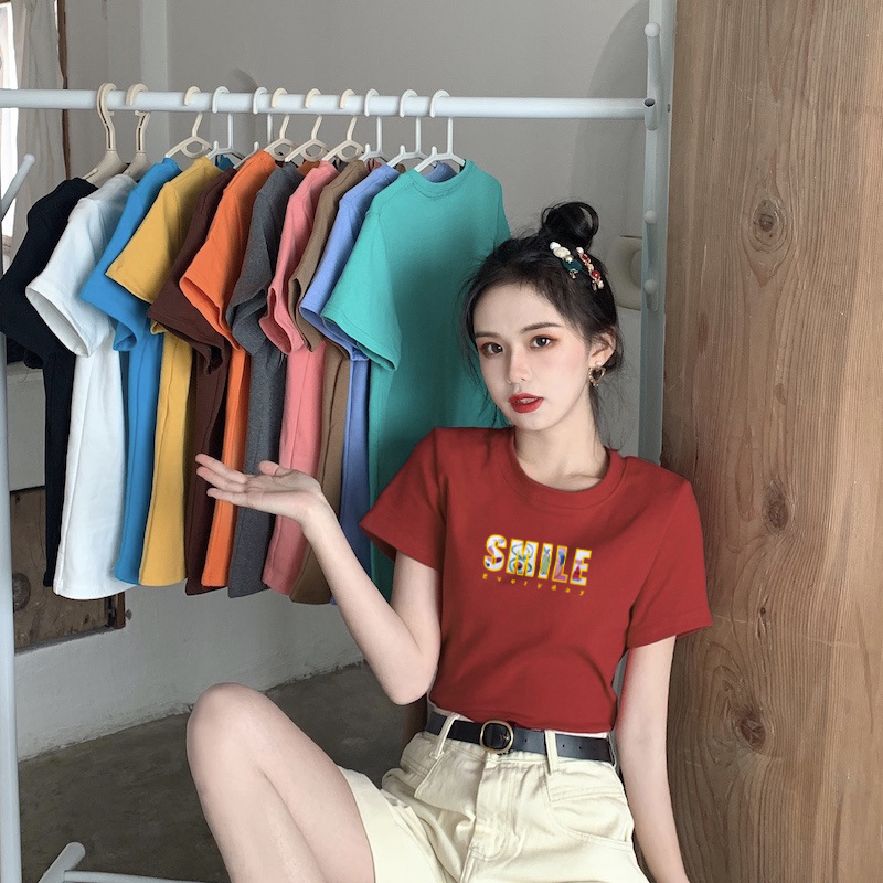 外贸纯棉短袖t恤女韩版宽松女装2021夏季新款圆领白色上衣服ins潮