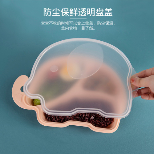 children‘s tableware anti-scald anti-fall grid elephant cute ins lunch box pp children‘s lunch box tableware with lid