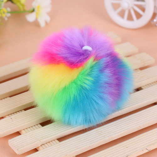 Clothing Accessories Fur Ball 7cm Artificial Hair Accessories Rainbow Fur Ball Pendant Fur Ball Wholesale