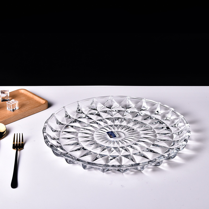 创意玻璃盘水果盘客厅家用现代凉菜盘摆盘 厂家批发玻璃水果盘