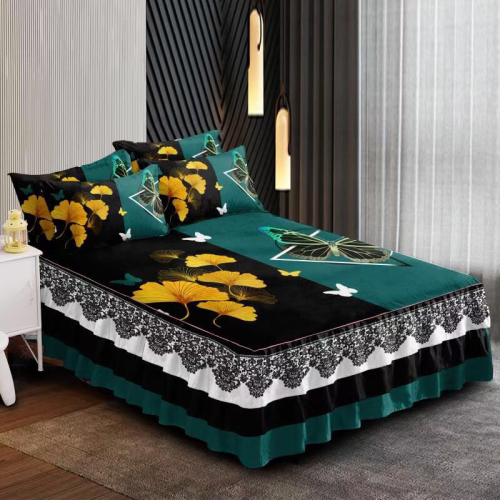 New Soft Light Bedspread Bed Skirt Three-Piece Princess Lace Popular Bed Apron Cover 