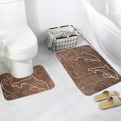 xincheng dolphin 3d flannel toilet mat two-piece bathroom non-slip mat combination set cross-border aliexpress