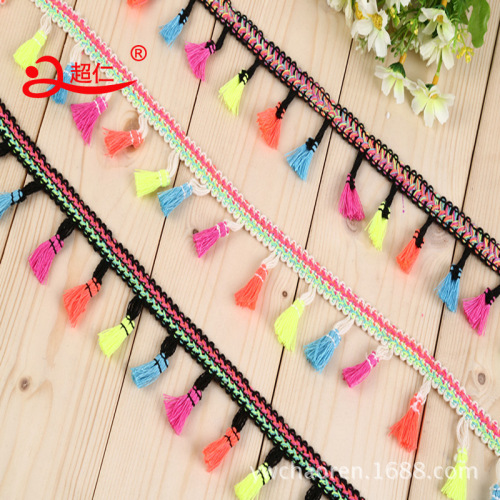 Broom Fine Woven Lace Multicolored Tassel Scarf Hat Curtain Accessories Candy Color 5cm Long 3 Color Accessories in Stock