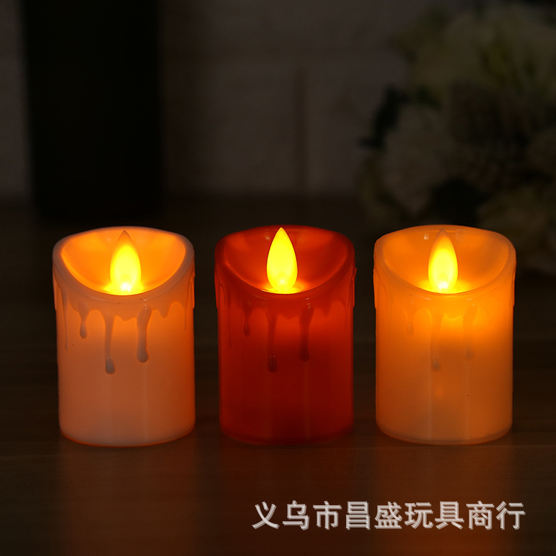 led电子蜡烛灯圣诞节装饰流泪蜡烛引路灯摇摆工艺 仿真小流泪