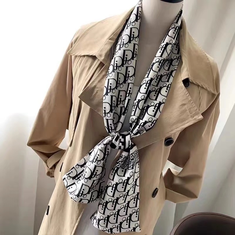Double-layer scarf, 14*145 waist belt, hair band, silk feel, simple silk scarf, suitable for spring, summer and autumn pic 2