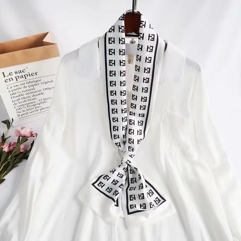 Satin double-layer neckerchief 14*145, ribbon silk scarf, scarf and bag towel, suitable for all seasons and versatile pic 11