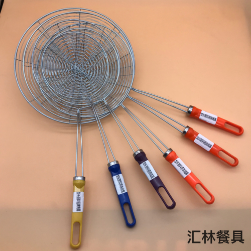 factory direct sales kitchenware wholesale lengthened new material handle iron wire leaking hot pot fried oil grid drain filter net