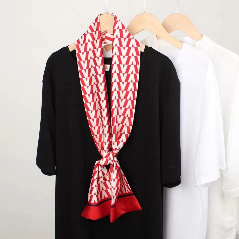 Double-layer scarf, 14*145 waist belt, hair band, silk feel, simple silk scarf, suitable for spring, summer and autumn pic 6