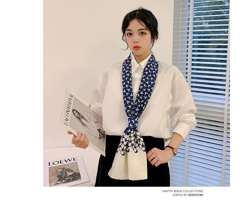 Double-layer scarf, 14*145 waist belt, hair band, silk feel, simple silk scarf, suitable for spring, summer and autumn pic 8