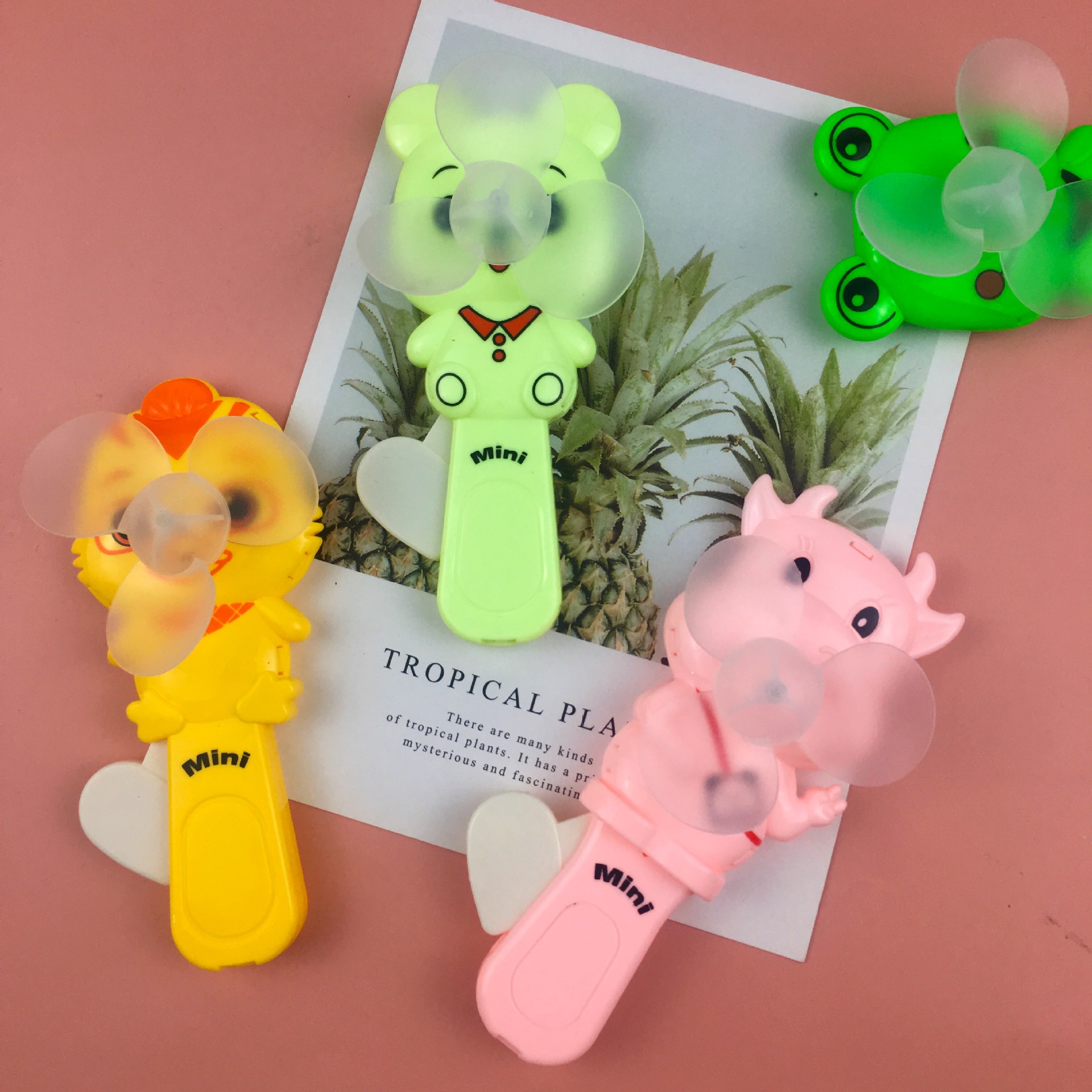 新品卡通手压风扇 迷你手持节日礼品定制logo外贸 儿童小玩具批发