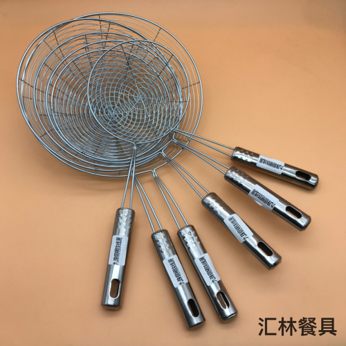 cross-border exclusive sale kitchenware wholesale nine beads steel handle iron electroplating line leakage hot pot fried oil grid drain filter net