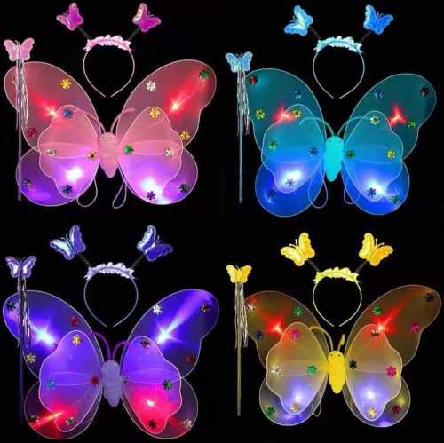 led light-emitting double-layer butterfly wings single suit layer angel butterfly three-piece children‘s performance costume props