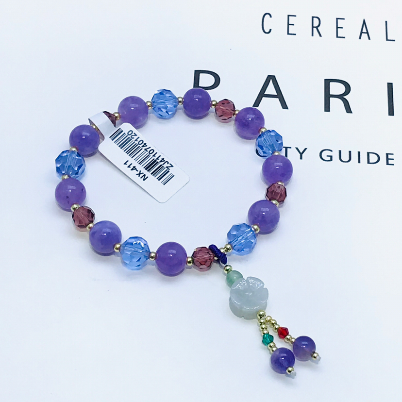 天然紫晶玉坠手链 铜体镀14K真金 优雅气质ins 送女友 闺蜜