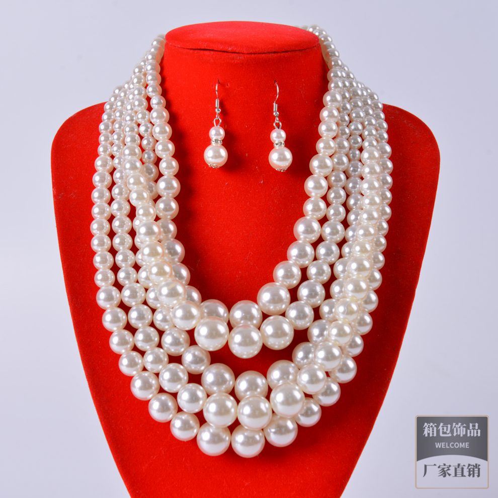 气质欧美风多层仿珍珠毛衣链旗袍装饰链时尚宴会配饰新娘婚纱饰品