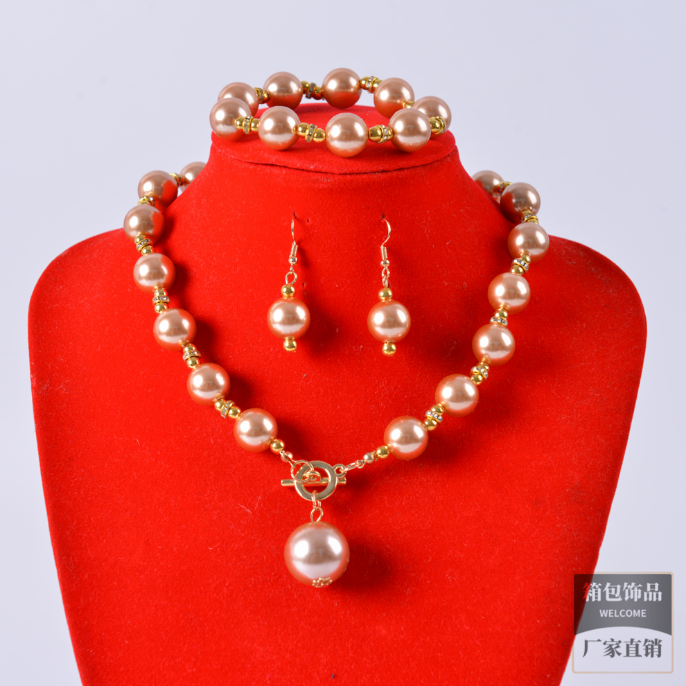 2021新款 多色可选轻奢锆石圆珠项链手串耳环三件套套装 厂家直销