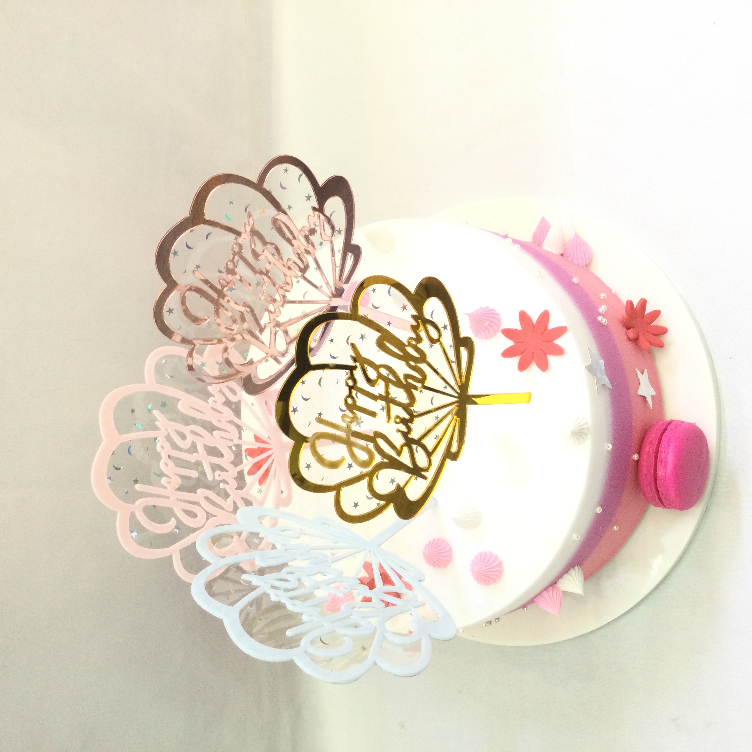 数字带灯亚克力生日烫金蛋糕插牌插旗插卡烘焙装饰摆件蛋糕装饰