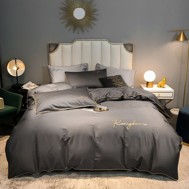 60支长绒棉四件套全棉纯棉被套被罩床笠北欧风床上用品酒店批发