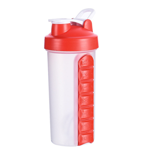 seven days pill box sealed protein powder shake cup fitness sports kettle outdoor business trip plastic pill box cup 600ml