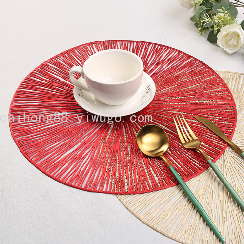 Creative PVC Placemat round Hollow Explosion Pattern Wash-Free Oil-Proof Coffee Cup Mat Chinese Western Style Plate Mat Wholesale